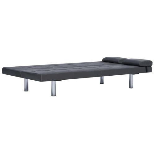 Sovesofa med to puder kunstlæder grå