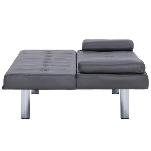 Sovesofa med to puder kunstlæder grå