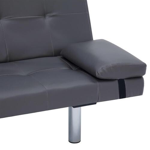 Sovesofa med to puder kunstlæder grå