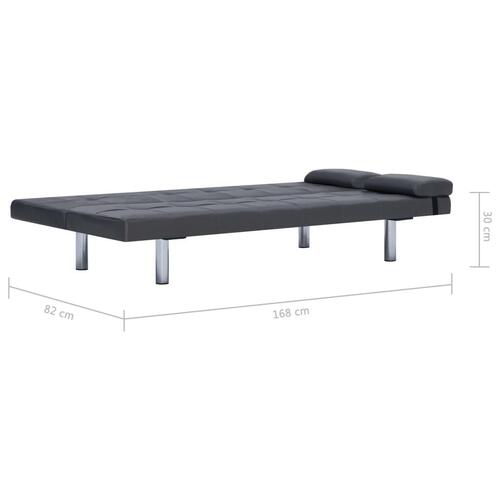 Sovesofa med to puder kunstlæder grå