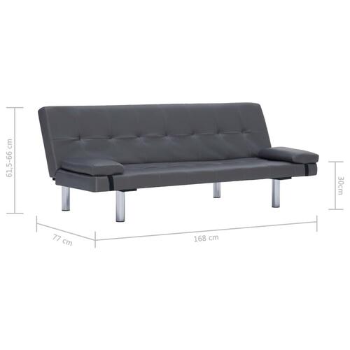 Sovesofa med to puder kunstlæder grå