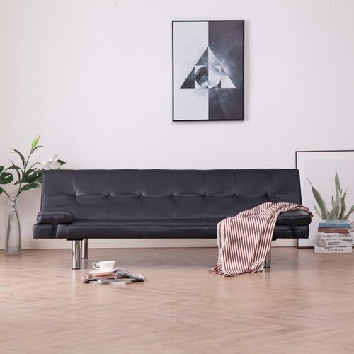 Sovesofa med to puder kunstlæder brun