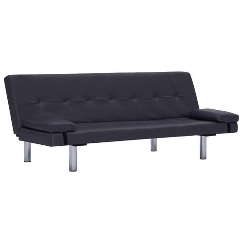 Sovesofa med to puder kunstlæder brun