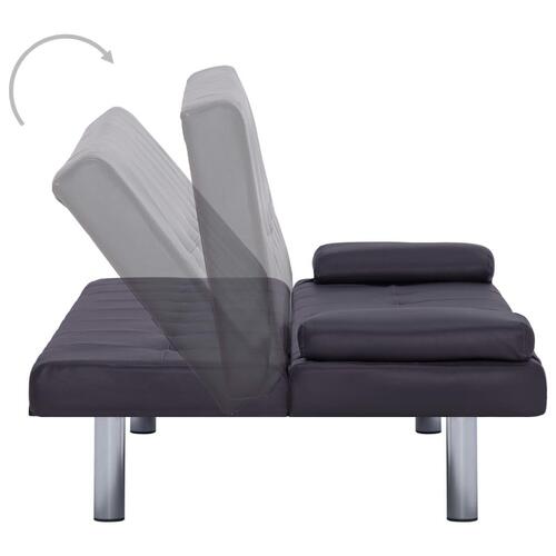 Sovesofa med to puder kunstlæder brun