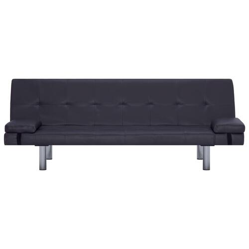 Sovesofa med to puder kunstlæder brun