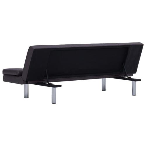 Sovesofa med to puder kunstlæder brun