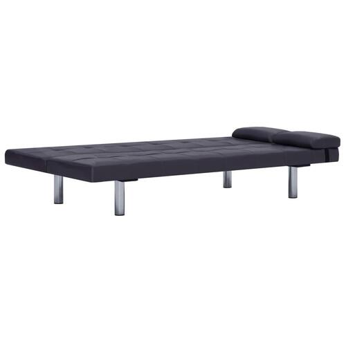 Sovesofa med to puder kunstlæder brun