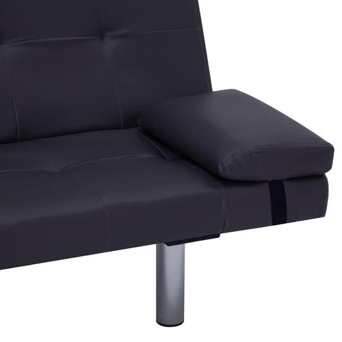 Sovesofa med to puder kunstlæder brun
