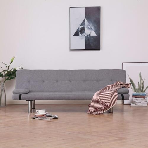 Sovesofa med to puder polyester lysegrå