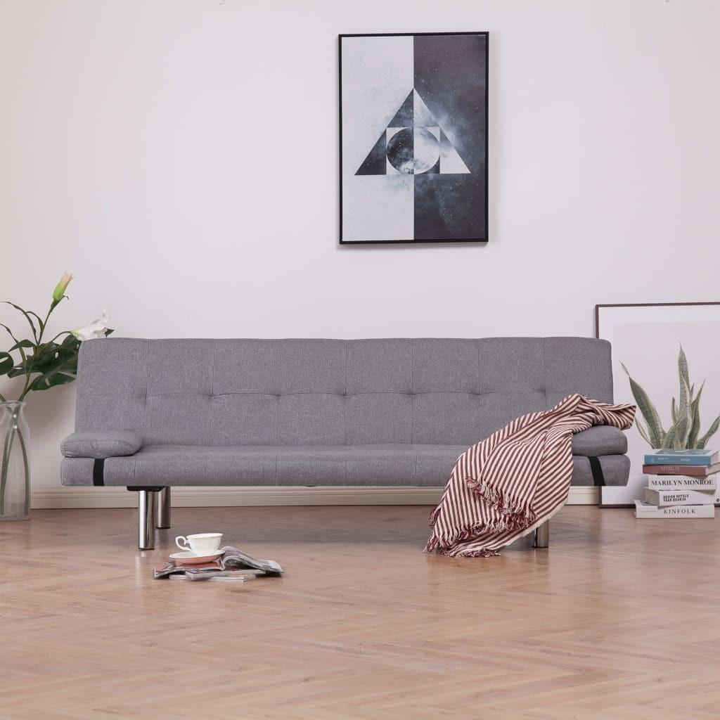 Sovesofa med to puder polyester lysegrå