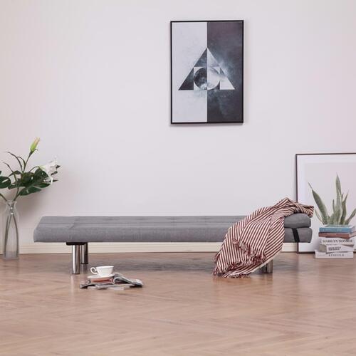 Sovesofa med to puder polyester lysegrå