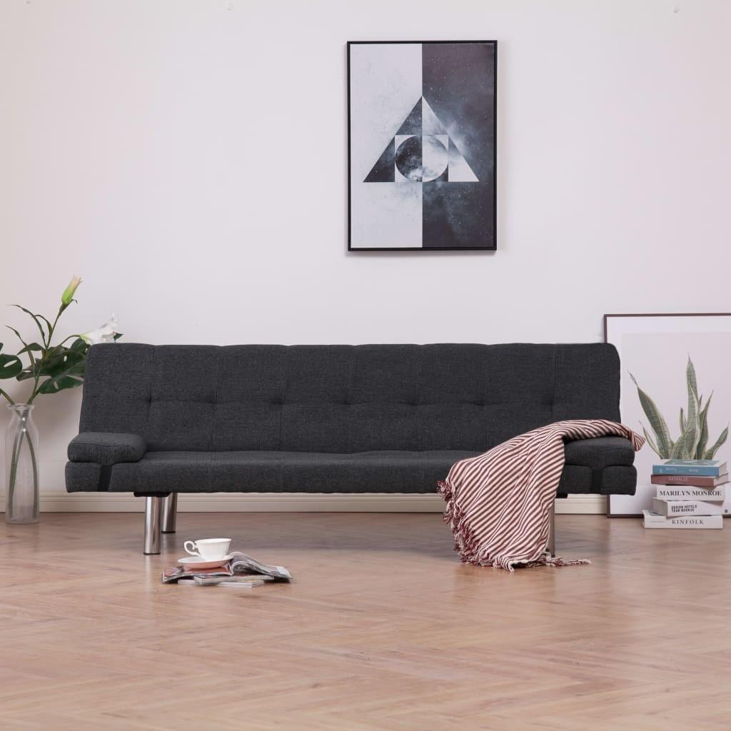 Sovesofa med to puder polyester mørkegrå
