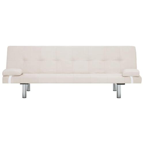 Sovesofa med to puder polyester cremefarvet