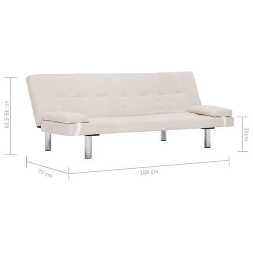 Sovesofa med to puder polyester cremefarvet