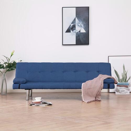 Sovesofa med 2 puder polyester blå