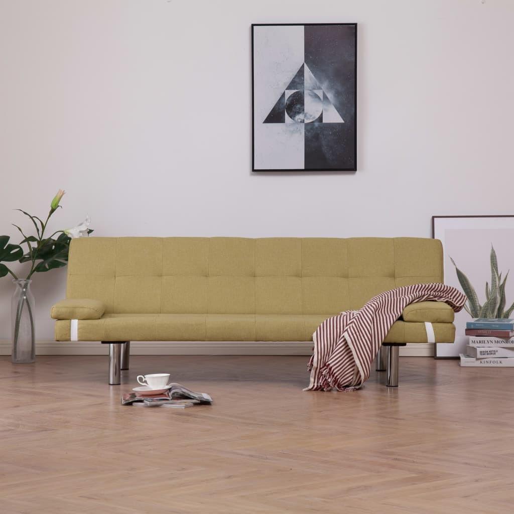 Sovesofa med to puder polyester grøn