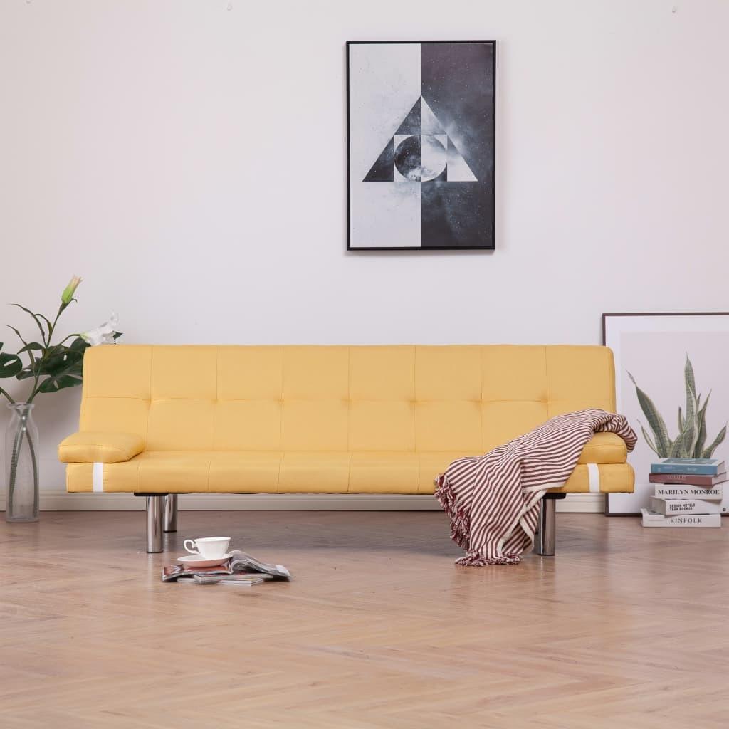 Sovesofa med to puder polyester gul