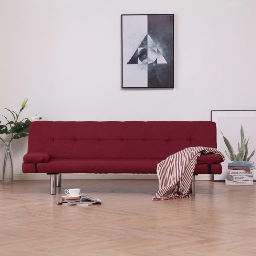 Sovesofa med to puder polyester rødvinsfarvet