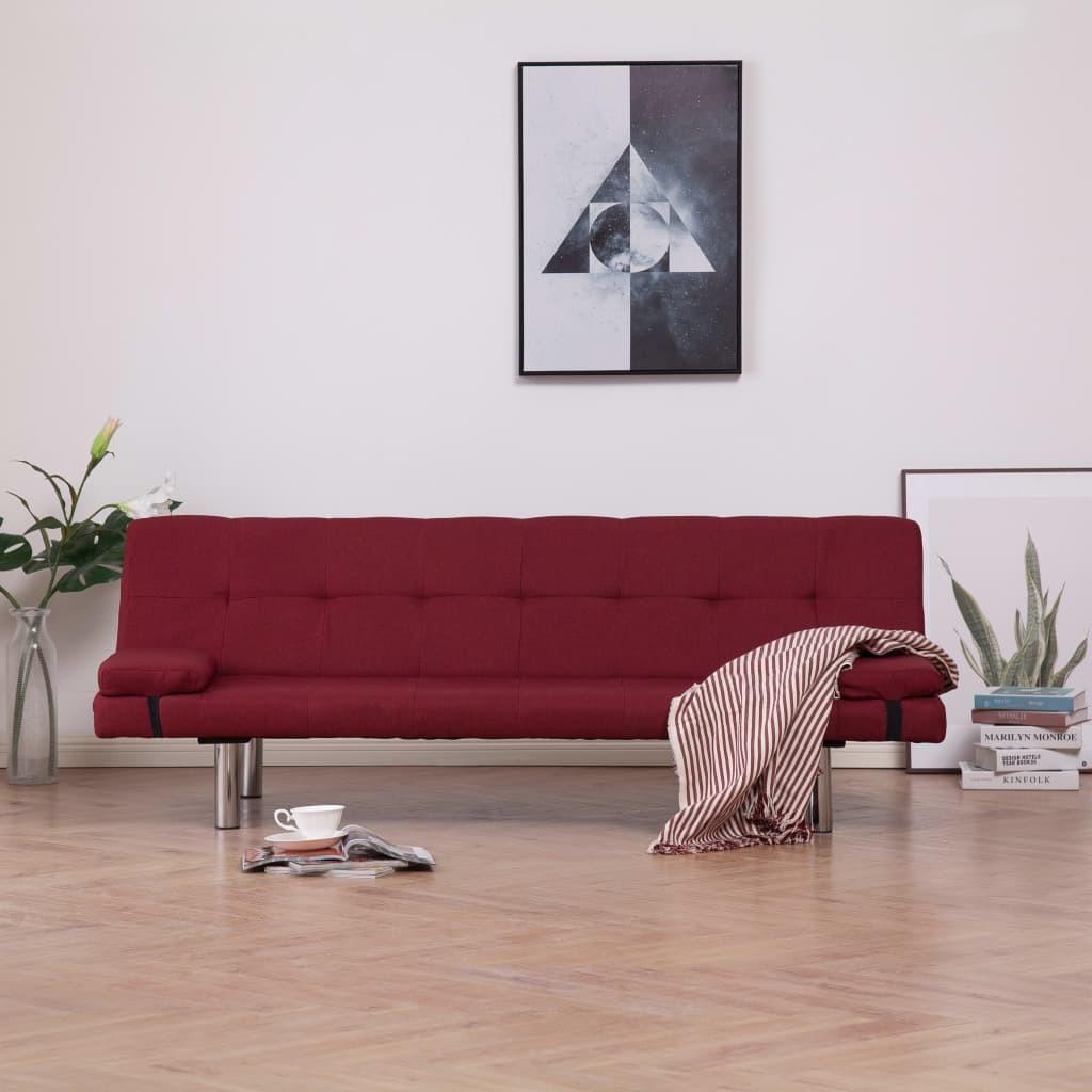 Sovesofa med to puder polyester rødvinsfarvet