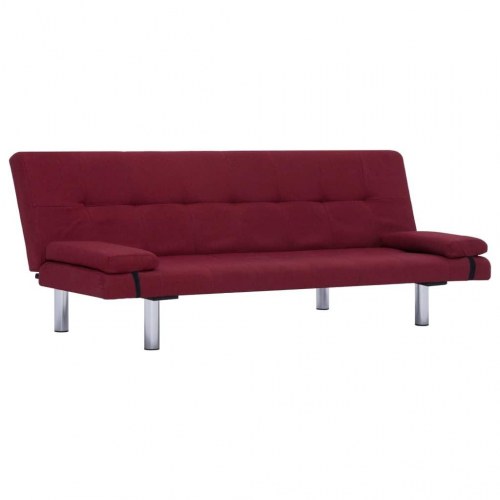 Sovesofa med to puder polyester rødvinsfarvet