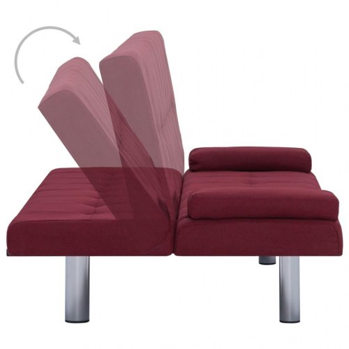 Sovesofa med to puder polyester rødvinsfarvet