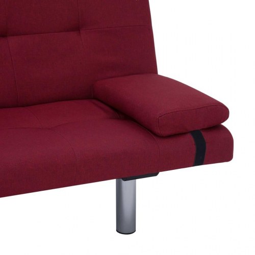 Sovesofa med to puder polyester rødvinsfarvet