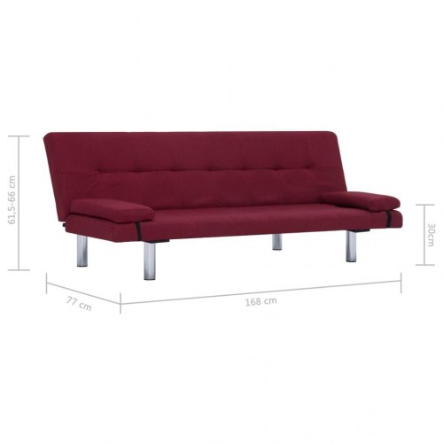 Sovesofa med to puder polyester rødvinsfarvet