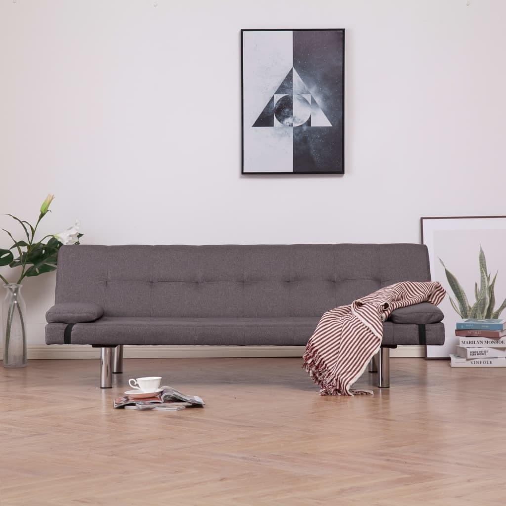 Sovesofa med to puder polyester gråbrun