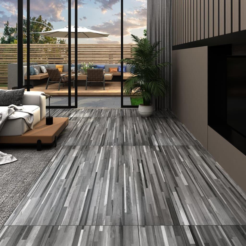 Selvhæftende PVC-gulvplanker 5,21 m² 2 mm gråstribet