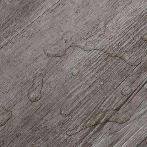 Selvhæftende PVC-gulvplanker 5,21 m² 2 mm mat træbrun