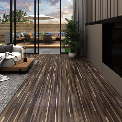 Selvhæftende PVC-gulvplanker 5,21 m² 2 mm brunstribet