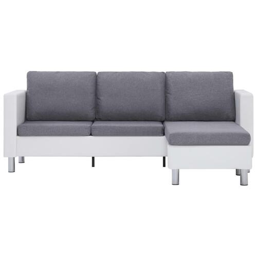 3-personers sofa med hynder kunstlæder hvid
