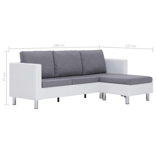 3-personers sofa med hynder kunstlæder hvid