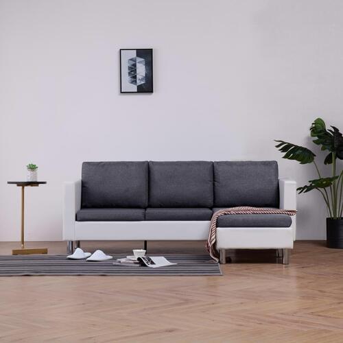 3-personers sofa med hynder kunstlæder hvid