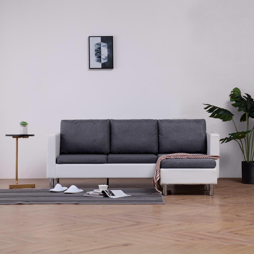 3-personers sofa med hynder kunstlæder hvid