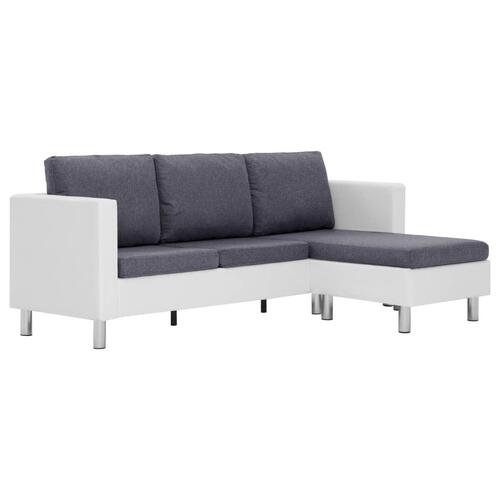 3-personers sofa med hynder kunstlæder hvid