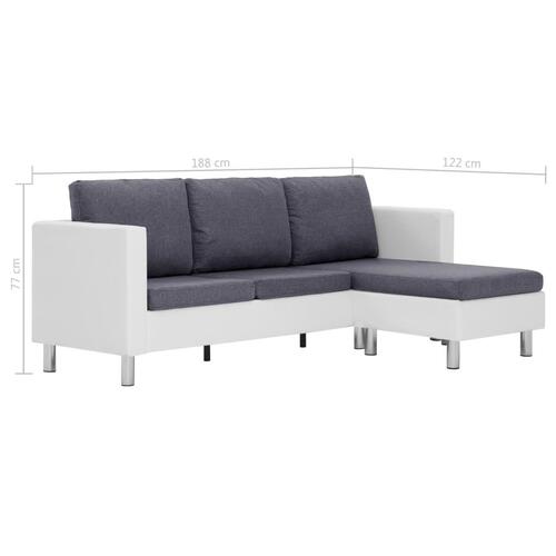 3-personers sofa med hynder kunstlæder hvid