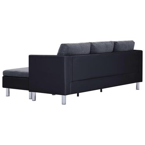 3-personers sofa med hynder kunstlæder sort