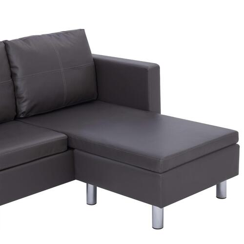 3-personers sofa med hynder kunstlæder grå