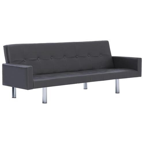 Sovesofa med armlæn grå kunstlæder