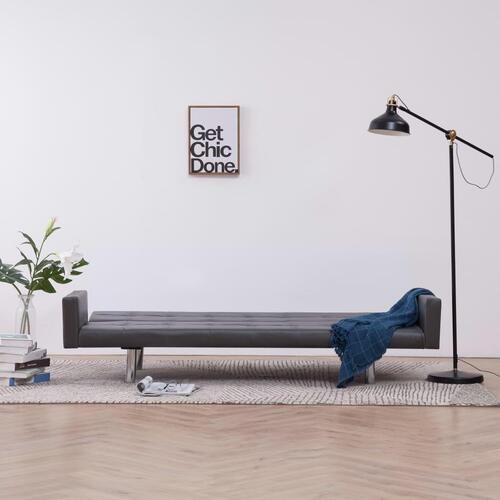 Sovesofa med armlæn grå kunstlæder