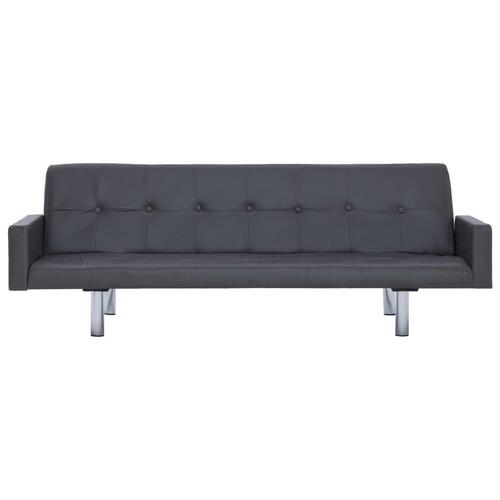 Sovesofa med armlæn grå kunstlæder