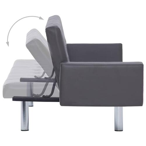 Sovesofa med armlæn grå kunstlæder