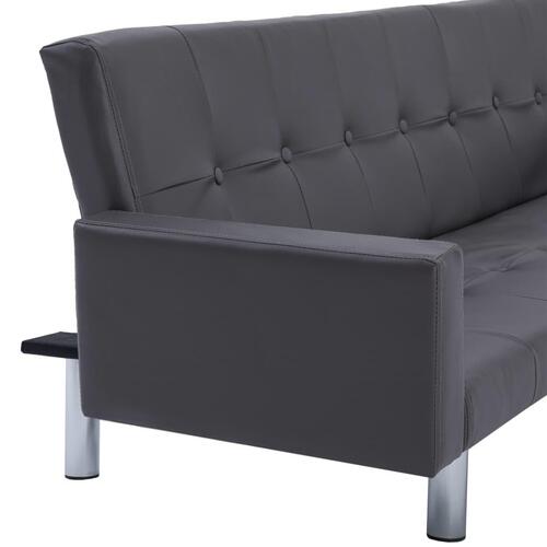 Sovesofa med armlæn grå kunstlæder