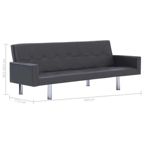 Sovesofa med armlæn grå kunstlæder