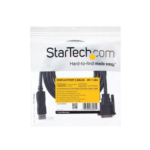 DisplayPort kabel til DVI - StarTech DP2DVIMM6, 1,8 m, sort