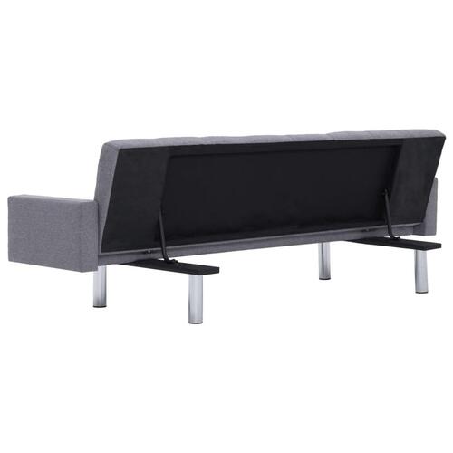 Sovesofa med armlæn lysegrå polyester
