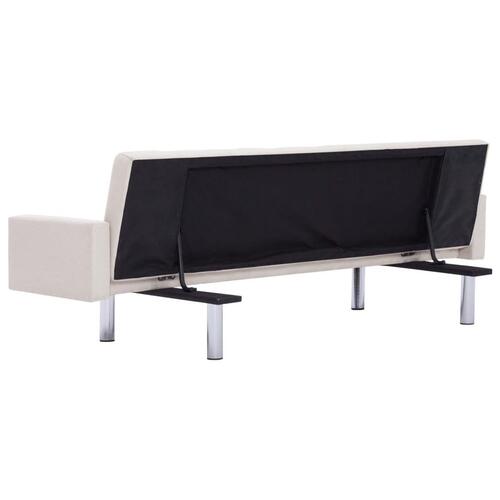 Sovesofa med armlæn cremefarvet polyester