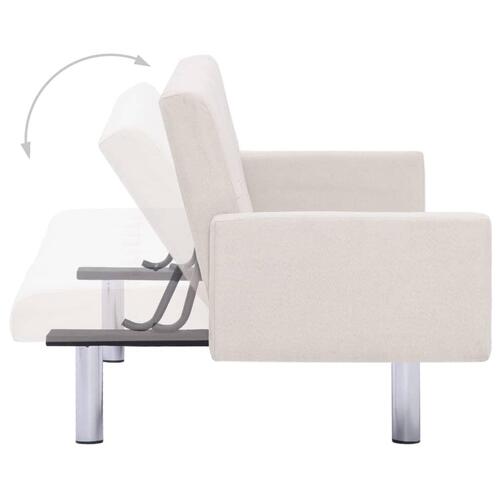 Sovesofa med armlæn cremefarvet polyester