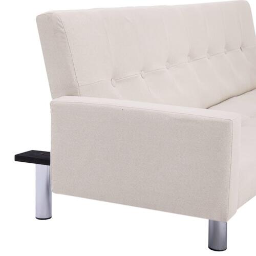 Sovesofa med armlæn cremefarvet polyester